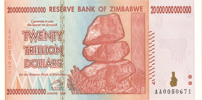 Zimbabwe 20 Trillion Dollar Note